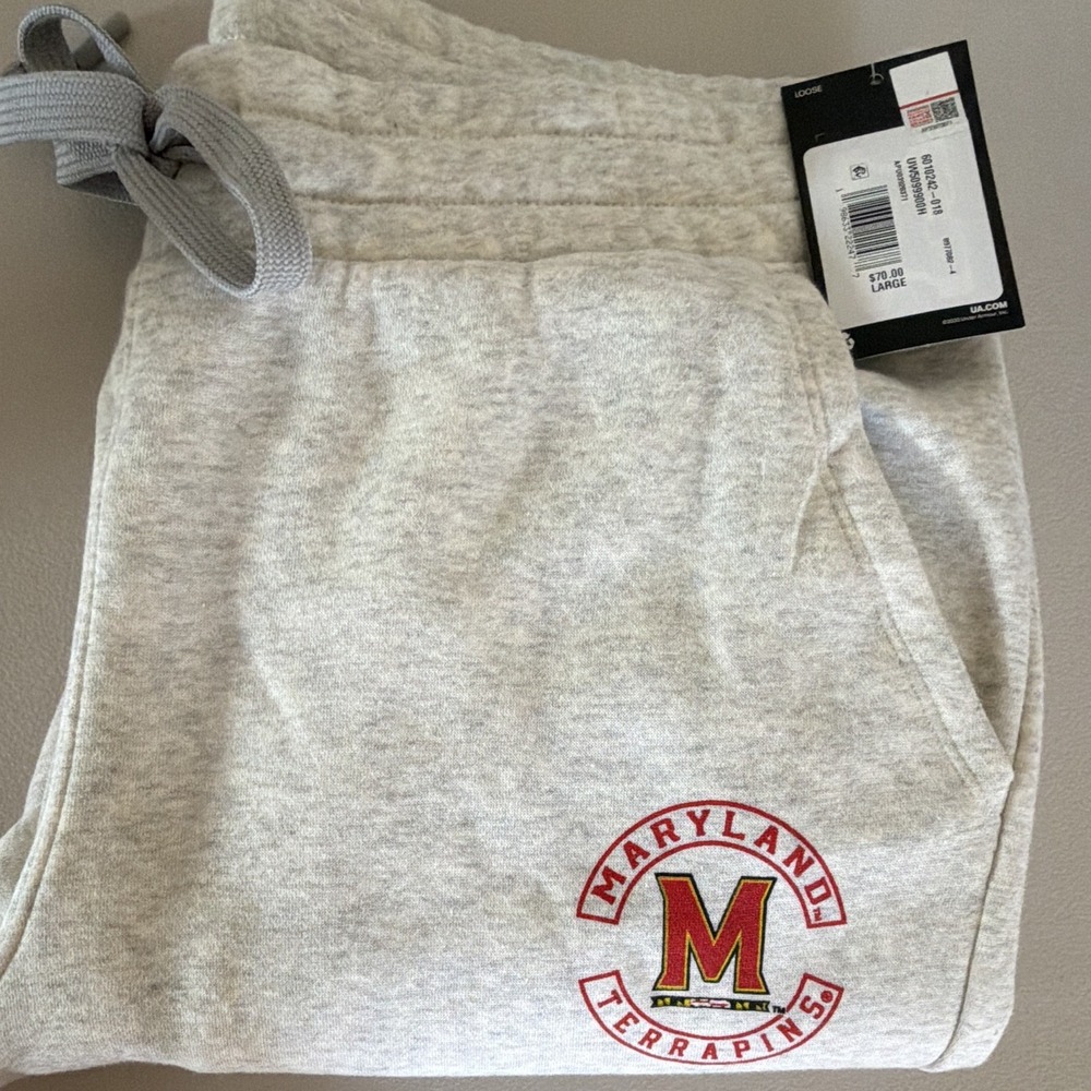 Under Armour Maryland Terrapins Fleece Jogger Pants Large Gray Red Yellow Black